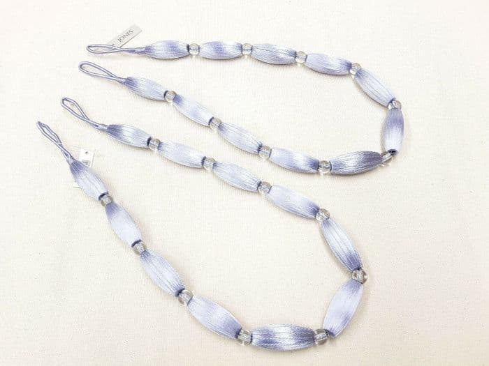 2 Lilac Curtain Bead Rope Tie Backs Pimlico HB660/DEL Pair of Fabric Tiebacks