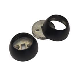 2 Matt Black Metal Curtain Pole Recess Brackets 28mm Wardrobe Rail Supports