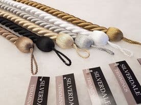 2 Medium Rope Curtain Tiebacks 70cm Long - 2cm Thick Cable Fabric Tie Backs Ties