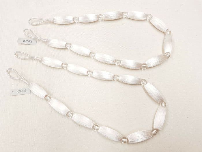 2 Off White Curtain Bead Rope Tie Backs Pimlico HB660/CF Pair FabricTiebacks