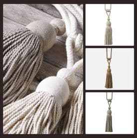 2 Padstow Curtain Tiebacks Driftwood Shabby Natural Large Fabric Tie Backs