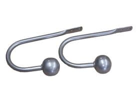 2 Pewter Curtain Hold Backs Ball End Silver Holdbacks