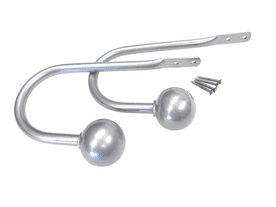 2 Pewter silver curtain hold backs Strong metal holdback fabric drape arms