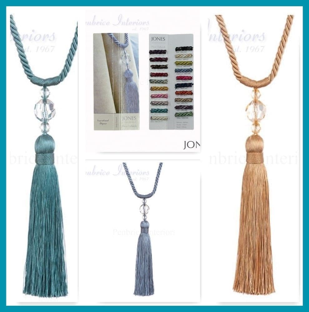 2 Damson Monaco Barrel Curtain Tiebacks Tie Backs Fabric Drape Ropes Per Pair | UK