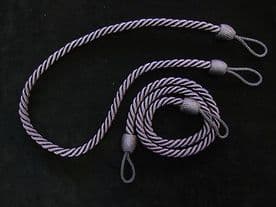 2 Rope curtain tiebacks - Dark purple / blue - slender slinky cord drape tie