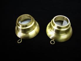 2 Satin Brass Recess Pole Brackets 30mm Curtain Wardrobe Rail Supports