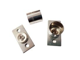 2 Silver Curtain Rod Recess Brackets 20mm Pole Support Brackets Net Voile Socket