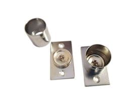 2 Silver Curtain Rod Recess Brackets 25mm Pole Support Brackets Sockets End Fix