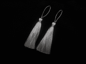 2 Silver lurex christmas tassels 8cm + loop Shiny grey xmas craft or key tassels