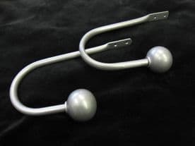 2 silver metal curtain holdbacks Pewter ball end design