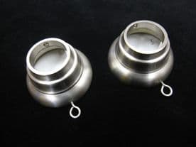 2 Silver Satin Steel Recess Pole Brackets 30mm Curtain Wardrobe Rail Supports