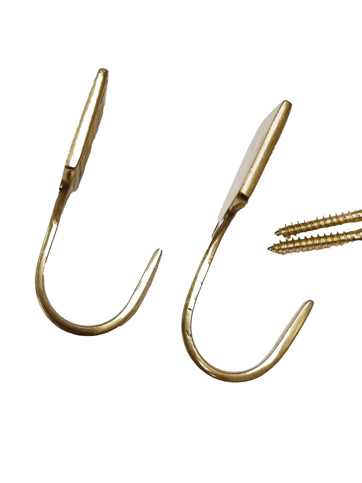 2 Small Brass Curtain Tie-Back Hooks - Annabel Love Knot Design, Gold, 4.6cm Long