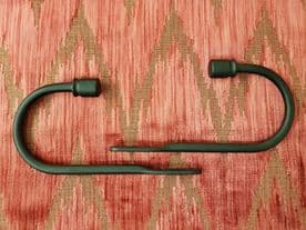 2 Small Matt Black Curtain Holdbacks 15cm U Shape Hold Back Arms Fabric Drape