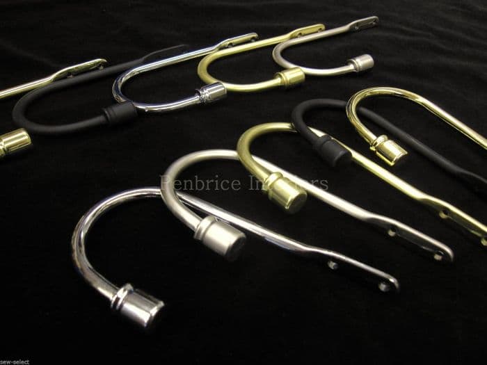 2 Small metal curtain holdback arms 15cm long Strong fabric hold back drape stay
