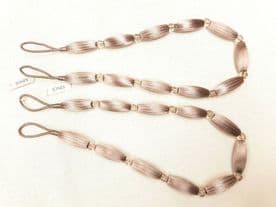 2 Taupe Curtain Bead Rope Tie Backs Pimlico HB660/TAU Pair Fabric Tiebacks