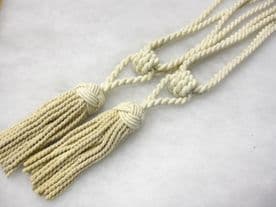 2 Turks head curtain tassel tiebacks natural cotton tie backs fabric drape ties