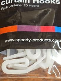 20 Premier Curtain Tape Hooks White Nylon Drape Retail Pack Fabric Net Clips