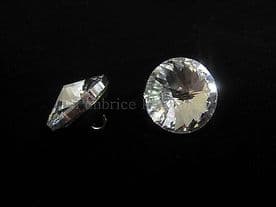 24 clear glass crystal buttons - 20mm diameter - Upholstery sewing trim trimming