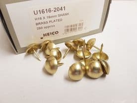 250 Brass plated 16mm upholstery nails large tacks Heico H16 furniture studs