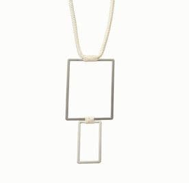 2x Luxor Curtain Tiebacks Silver Square Metal Modern Tie Backs 90cm Cream Cords