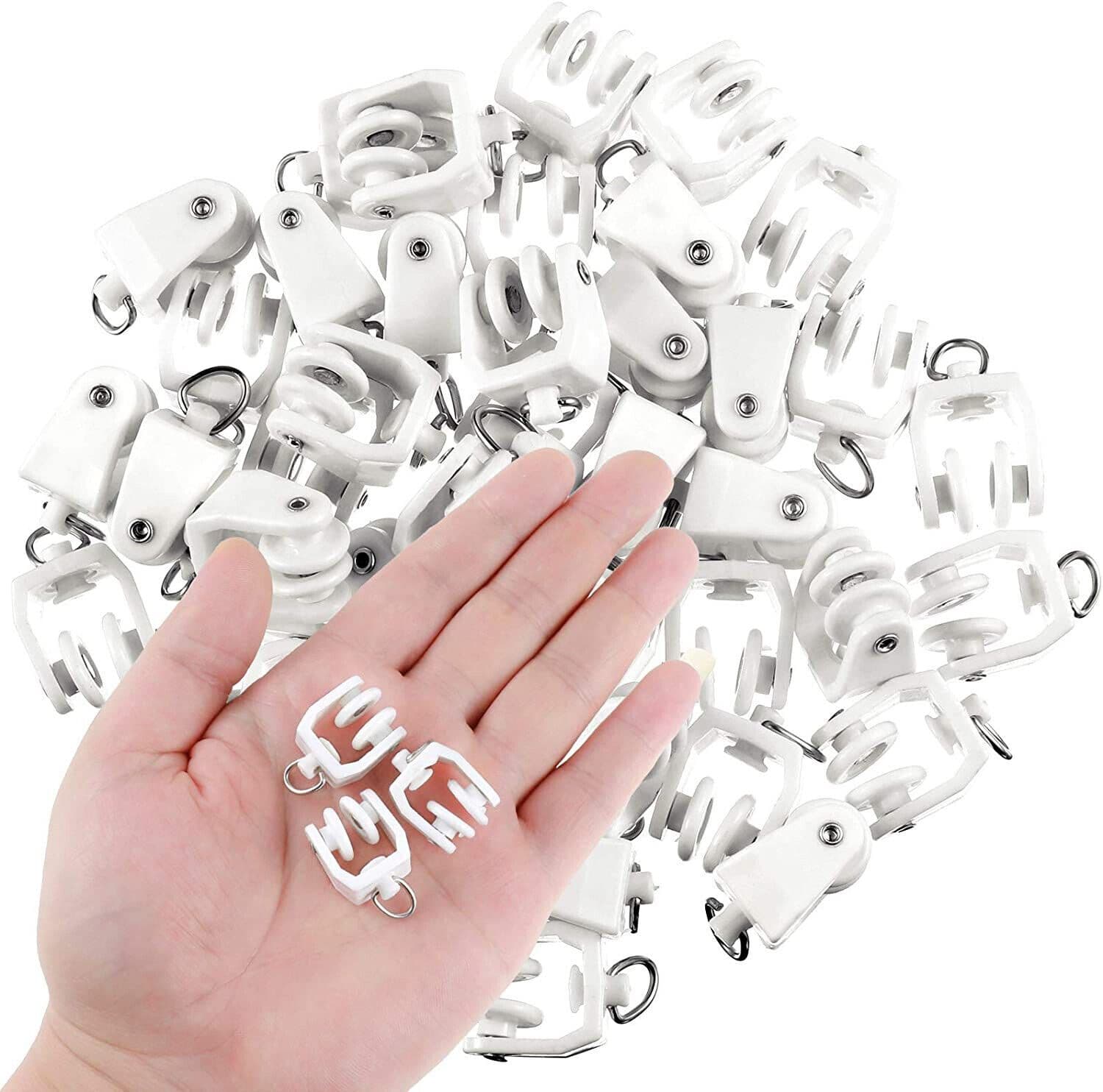 Curtain Track Hooks 50-Pack Curtain Track Gliders - Silent Sliding