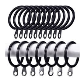 36 Black 19mm Curtain Pole Rings 3cm Internal Diameter Strong Metal Loop
