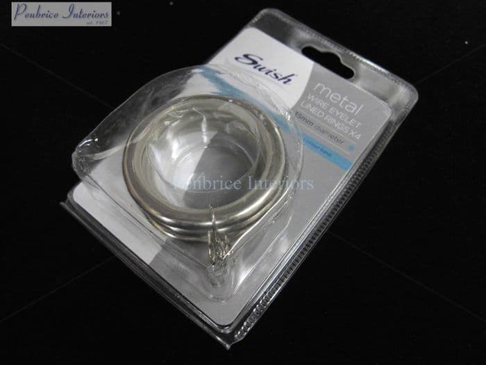 4 Swish Satin Steel Metal Curtain Pole Rings For 35mm Diameter Poles Silver NEW