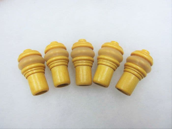 5 WOODEN ROMAN BLIND ACORNS WITH RUBBER BUFFER- Box wood cord pulls string ends