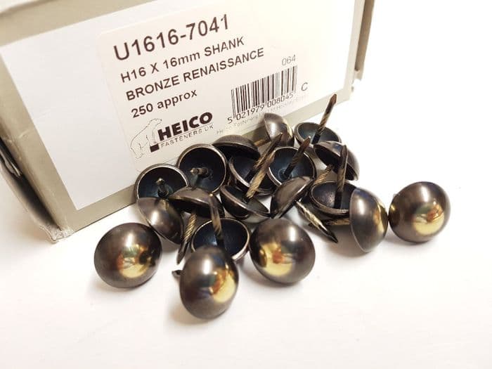 50 Bronze Renaissance 16mm upholstery nails large tacks Heico furniture studs
