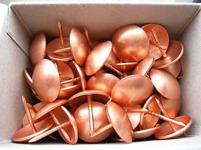 50 Large copper upholstery nails - 19mm diameter head  Metal domes craft studs