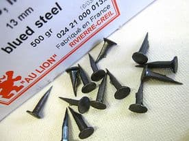 500g box of Upholstery tacks 13mm - 1000 approx blue steel improved cut nails