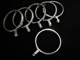 6 Curtain Pole Rings Chrome For 24-35mm Poles - Regency Celtic Rail hooks eye