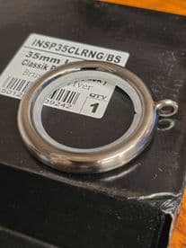 6 Heavy Duty Curtain Pole Rings For 35mm Poles Integra Brushed Silver Lined Rod