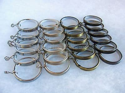 6 Metal curtain pole rings - Internal Diameter 35mm - Nylon lined quiet running