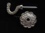 6 Rosette curtain tassel hooks - Matt silver round wall or door coat hook - 4cm