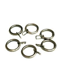 6 Silver Steel Curtain Pole rings for 11mm rods Rings are 22mm diameter