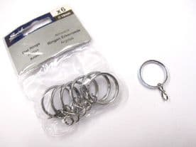 6 Swish Curtain Pole Rings Chrome for 19mm Poles Silver Flat Ring Rod Hooks Hoop