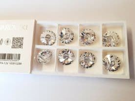 8 Swarovski Buttons 23mm Diameter Clear Crystal Glass Round sew On 3015 Elements