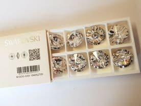 8 Swarovski Buttons 27mm Diameter Clear Crystal Glass Round sew On 3015 Elements