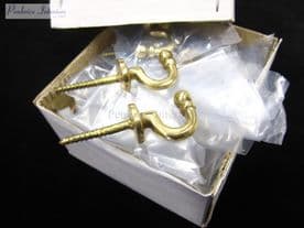 Box 25 Small Polished Brass Ball Cup Hooks Curtain Tassel Wall Fixing Bulk Lot