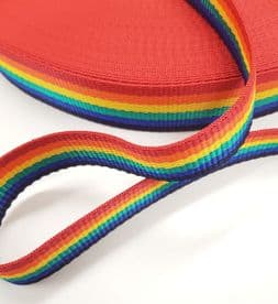 Bright Rainbow Webbing 50mt Reel 25mm Wide Upholstery Sewing Craft Braid Border