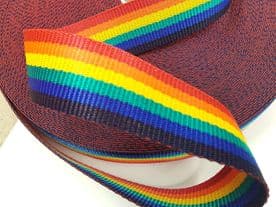 Bright Rainbow Webbing 50mt Reel 38mm Wide Upholstery Sewing Craft Braid Border
