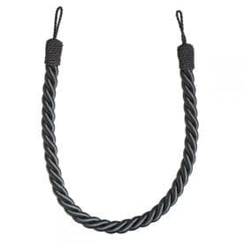 Charcoal Curtain Tieback Jones Reef Rope Tie Back SINGLE 72cm + Loops