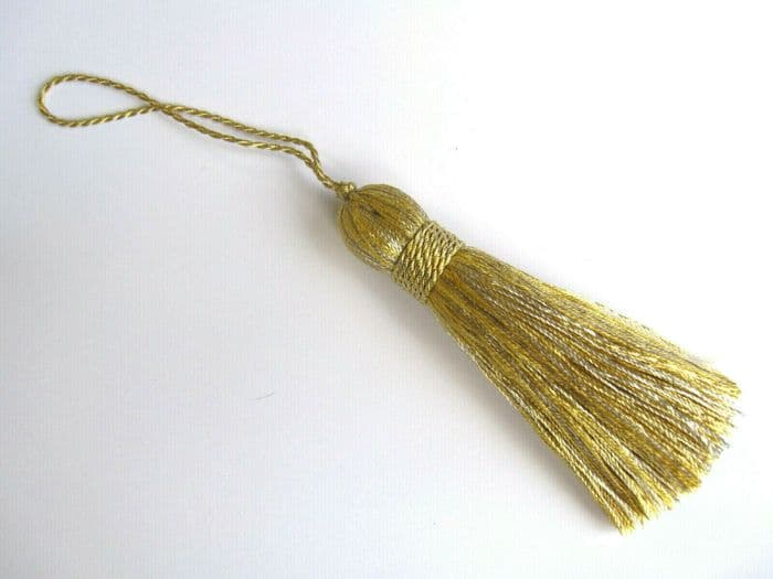 Christmas Key Tassel Gold Xmas Decoration Trimming 9.5cm + 8cm Loop Fabric Trim