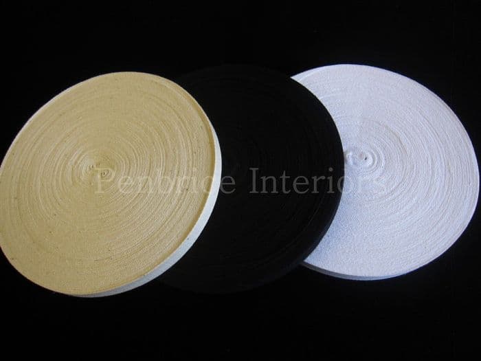 Cotton India Twill Tape 50 mt reels Black White Natural ½  inch wide sewing trim
