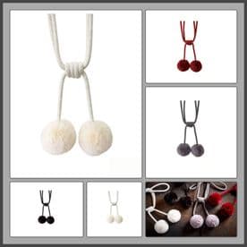 Curtain Tie Back Narnia Pom Pom Tiebacks Fluff Ball Holdbacks SINGLE Furry Fur