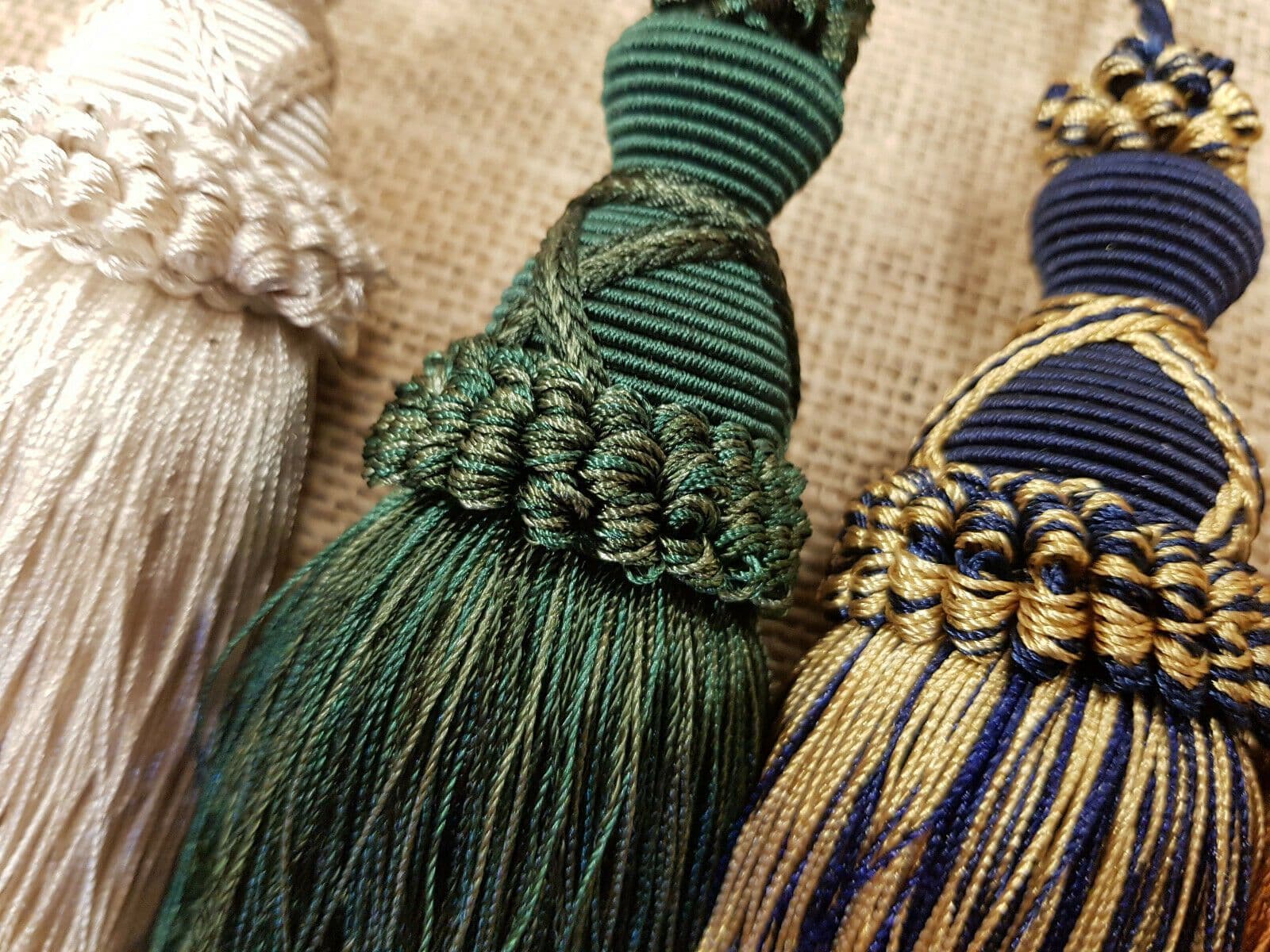 Penbrice Oyster Beige Fabric Key Tassel – 10cm With 4cm Loop – Cushion Or Curtain Trim