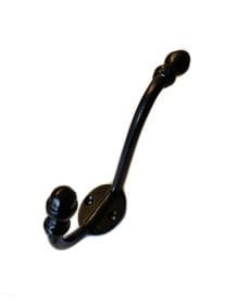 Large Black Hat & Coat Hook 15cm Wrought Iron Rack Jacket Wall Door Hanger