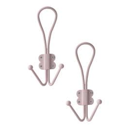 Laura Ashley, Double Hook Dusky Rose Pink Set of 2 Wall Hat Hooks H 170mm W 80mm