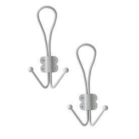 Laura Ashley, Double Hook Soft Silver Set of 2 Wall Hat Hooks H 170mm W 80mm